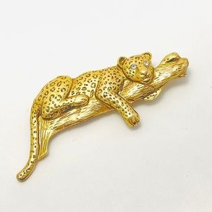 Vintage Gold Leopard Brooch